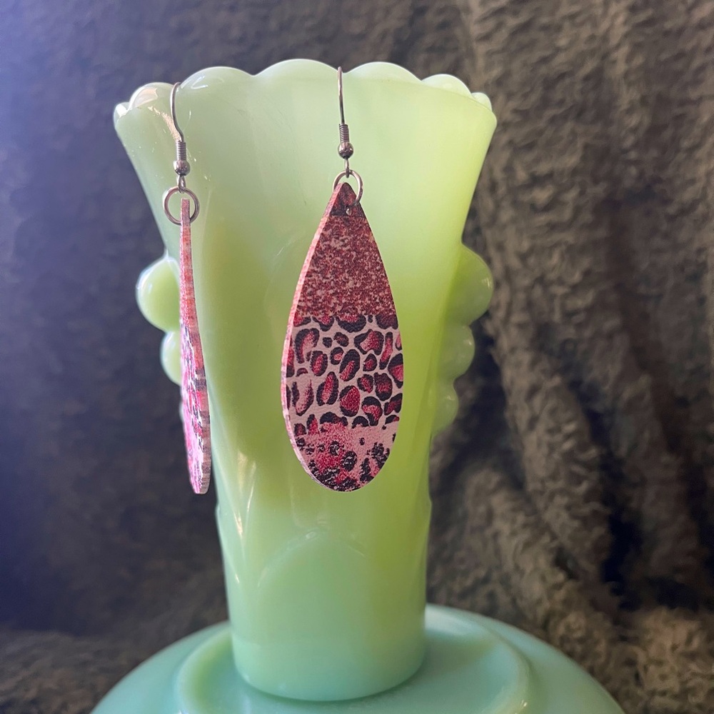 Pink Leopard Print Earrings